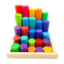Load image into Gallery viewer, 25 Pcs STAINED Large Building Rollers Rainbow with Storage Tray