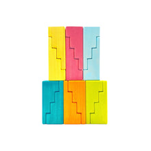 Load image into Gallery viewer, 12-Piece Stained Stepped Roof Building Block Set — Pastel / Macaron Colors