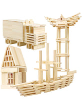 Load image into Gallery viewer, **Pre-order (Ships in 2-3 Weeks)**120 Pcs Natural Wooden Building Planks Set