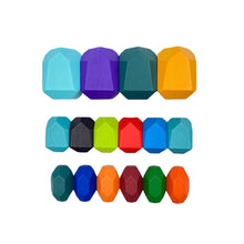 Load image into Gallery viewer, **Pre-order (Ships in 1-2 Weeks)**16 Pcs Wooden Stone Balancing Stacking Blocks in Primary Colors
