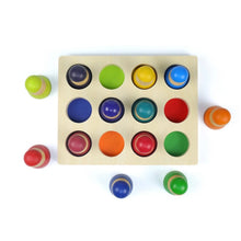 Load image into Gallery viewer, **Pre-order (Ships in 2-3 Weeks)**12 Pcs Rainbow Peg Doll People with Tray in Primary Colors