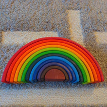 Load image into Gallery viewer, **Pre-order (Ships in 2-3 Weeks)**12 Pcs Large Wooden Rainbow Stacking Blocks in Primary Colors