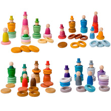 Load image into Gallery viewer, **Pre-order (Ships in 2-3 Weeks)**108-Piece Four Seasons Nins Wooden Peg People Set – Nature-Inspired Montessori Play
