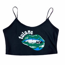 Load image into Gallery viewer, Tulane Lips Black Spaghetti Tank