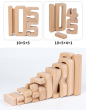 Load image into Gallery viewer, 32 Pcs Wooden Math Number Building Blocks Set with Tray