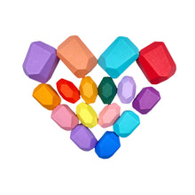Load image into Gallery viewer, **Pre-order (Ships in 1-2 Weeks)**16 Pcs Wooden Stone Balancing Stacking Blocks in Pastel/Macaron Colors