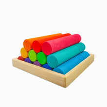 Load image into Gallery viewer, 25 Pcs STAINED Large Building Rollers Rainbow with Storage Tray