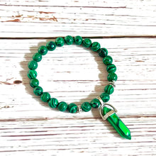 Load image into Gallery viewer, Malachite Stress Relief Chakra Point Bracelet