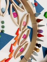 Load image into Gallery viewer, **Pre-order (Ships in 2-3 Weeks)**42-Piece Combination Set – 12 Large &amp; 30 Mini Curved Natural Wooden Building Blocks