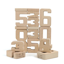 Load image into Gallery viewer, 32 Pcs Wooden Math Number Building Blocks Set with Tray