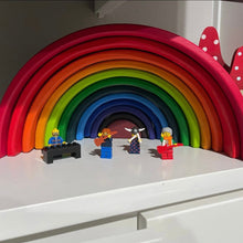 Load image into Gallery viewer, **Pre-order (Ships in 2-3 Weeks)**12 Pcs Large Wooden Rainbow Stacking Blocks in Primary Colors