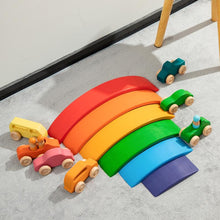 Load image into Gallery viewer, 6 Pcs Wooden Rainbow Bridge Stacking Building Blocks