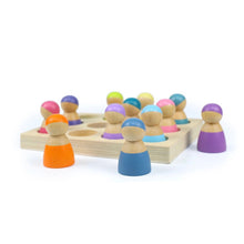 Load image into Gallery viewer, **Pre-order (Ships in 2-3 Weeks)**12 Pcs Rainbow Peg Doll People with Tray in Pastel/Macaron Colors