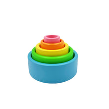 Load image into Gallery viewer, 5 Pcs Wooden Stacking Nesting Cup Bowl Set in Pastel/Macaron Color