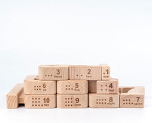 Load image into Gallery viewer, 32 Pcs Wooden Math Number Building Blocks Set with Tray