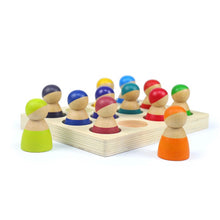Load image into Gallery viewer, **Pre-order (Ships in 2-3 Weeks)**12 Pcs Rainbow Peg Doll People with Tray in Primary Colors