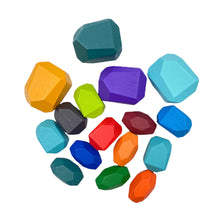 Load image into Gallery viewer, **Pre-order (Ships in 1-2 Weeks)**16 Pcs Wooden Stone Balancing Stacking Blocks in Primary Colors