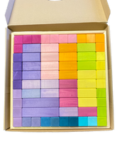 Load image into Gallery viewer, **Pre-order (Ships in 2-3 Weeks)**100 Pcs STAINED Large Stepped Pyramid Wooden Stacking Building Blocks in Pastel/Macaron Colors