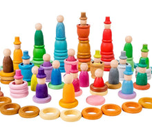 Load image into Gallery viewer, **Pre-order (Ships in 2-3 Weeks)**108-Piece Four Seasons Nins Wooden Peg People Set – Nature-Inspired Montessori Play