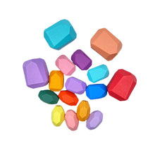 Load image into Gallery viewer, **Pre-order (Ships in 1-2 Weeks)**16 Pcs Wooden Stone Balancing Stacking Blocks in Pastel/Macaron Colors