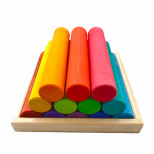 Load image into Gallery viewer, 25 Pcs STAINED Large Building Rollers Rainbow with Storage Tray