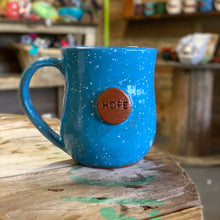 Load image into Gallery viewer, Hope Button Mug- Blue Speckles
