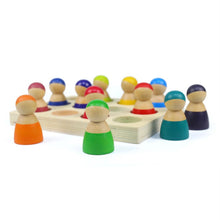 Load image into Gallery viewer, **Pre-order (Ships in 2-3 Weeks)**12 Pcs Rainbow Peg Doll People with Tray in Primary Colors