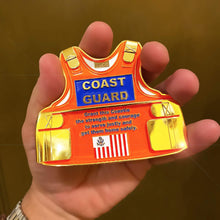 Load image into Gallery viewer, H-015 &amp; H-016 Coast Guard Set: Coastie Body Armor Medallion and Flag Challenge Coin USCG
