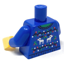 Load image into Gallery viewer, Custom Ugly Blue Christmas Reindeer Sweater Printed Torso made using LEGO parts