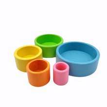 Load image into Gallery viewer, 5 Pcs Wooden Stacking Nesting Cup Bowl Set in Pastel/Macaron Color