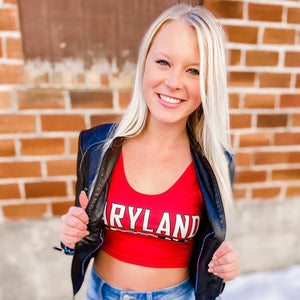 Maryland Terps Red Crop Tank Top