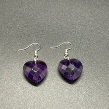 Load image into Gallery viewer, Amethyst Dreamy Heart Earrings