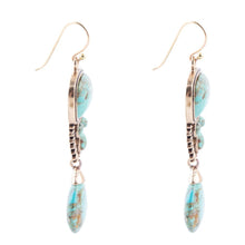 Load image into Gallery viewer, Imara Blue Turquoise and Golden Statement Earrings