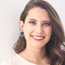 Load image into Gallery viewer, Aqua Blue Small Classic Hoops