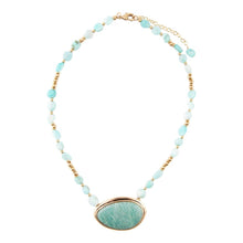 Load image into Gallery viewer, Impressions of Blue Amazonite Golden Freeform Necklace
