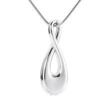 Load image into Gallery viewer, Silver Infinity Teardrop Shaped Cremation Urn Necklace