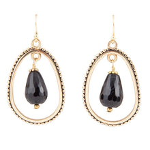 Load image into Gallery viewer, Inline Black Onyx Drop Golden Earrings