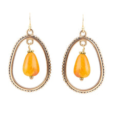Load image into Gallery viewer, Inline Orange Jade Drop Golden Earrings