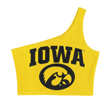 Load image into Gallery viewer, Iowa Hawkeyes Yellow One Shoulder Top