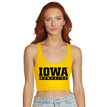 Load image into Gallery viewer, Iowa Hawkeyes Yellow Crop Tank Top