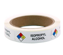 Load image into Gallery viewer, &quot;Isopropyl Alcohol&quot; HMIG Safety Labels, 0.75&quot; x 2.5&quot;, 250/ROLL