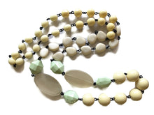 Load image into Gallery viewer, Cream &amp; Mint Green Rosary Chain Rope Necklace