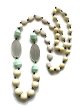 Load image into Gallery viewer, Cream &amp; Mint Green Rosary Chain Rope Necklace