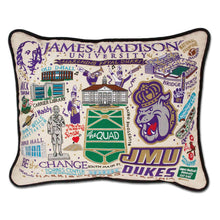 Load image into Gallery viewer, James Madison University Collegiate Embroidered Pillow by CatStudio