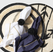 Load image into Gallery viewer, Straw pompom napkin rings, black, set of four