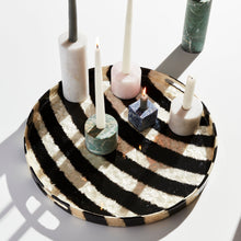 Load image into Gallery viewer, Extra large striped capiz tray, black