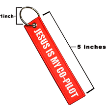 Load image into Gallery viewer, EL11-021 Jesus is my Co-Pilot Amen CREW Keychain or Luggage Tag or zipper pull Fish Spirit