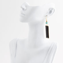 Load image into Gallery viewer, Jett Black Onyx Linear Golden Drop Earrings