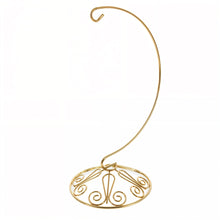 Load image into Gallery viewer, Curved Gold Wire Swirl Base Ornament Stand Display 8.75 Inches (Taiwan)