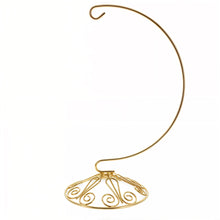 Load image into Gallery viewer, Curved Gold Wire Swirl Base Ornament Stand Display 8.75 Inches (Taiwan)